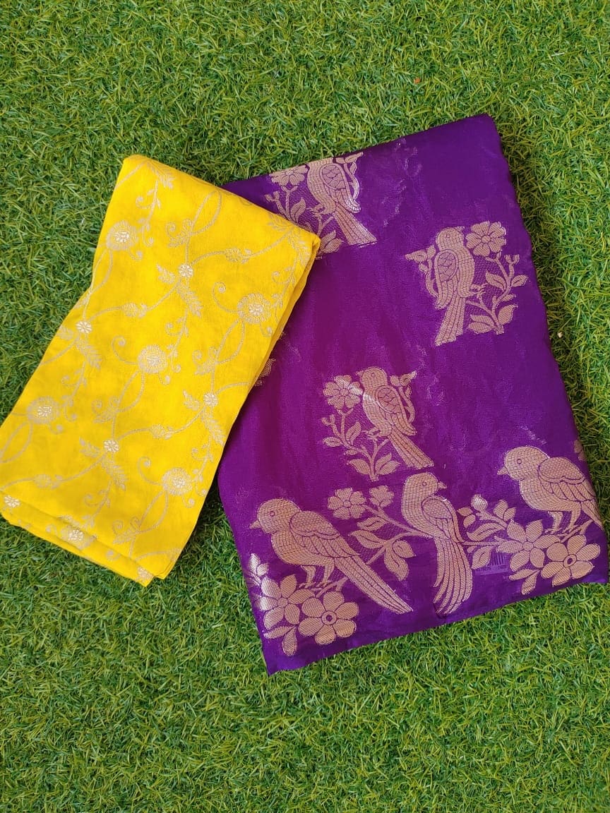 Parrot Design Banarasi Georgette