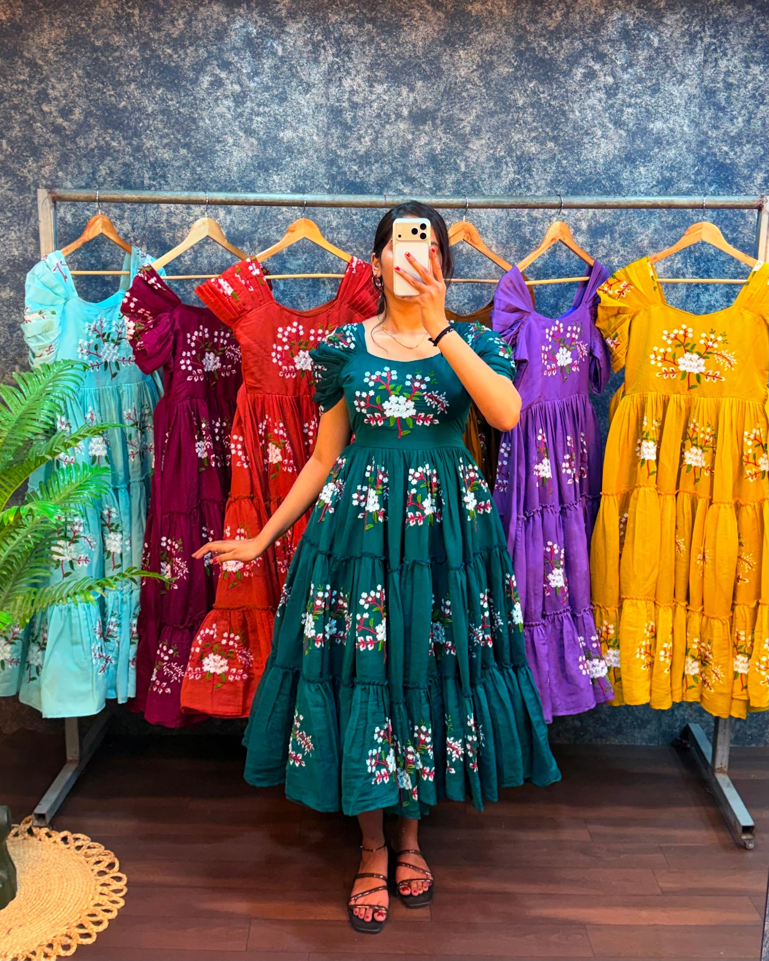 Mul cotton frocks with embroidery