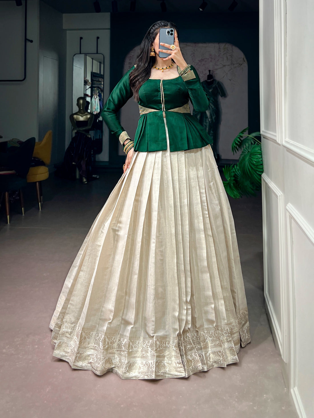 Kanchipuram lehenga with rich zari weaving(NON-STORE)