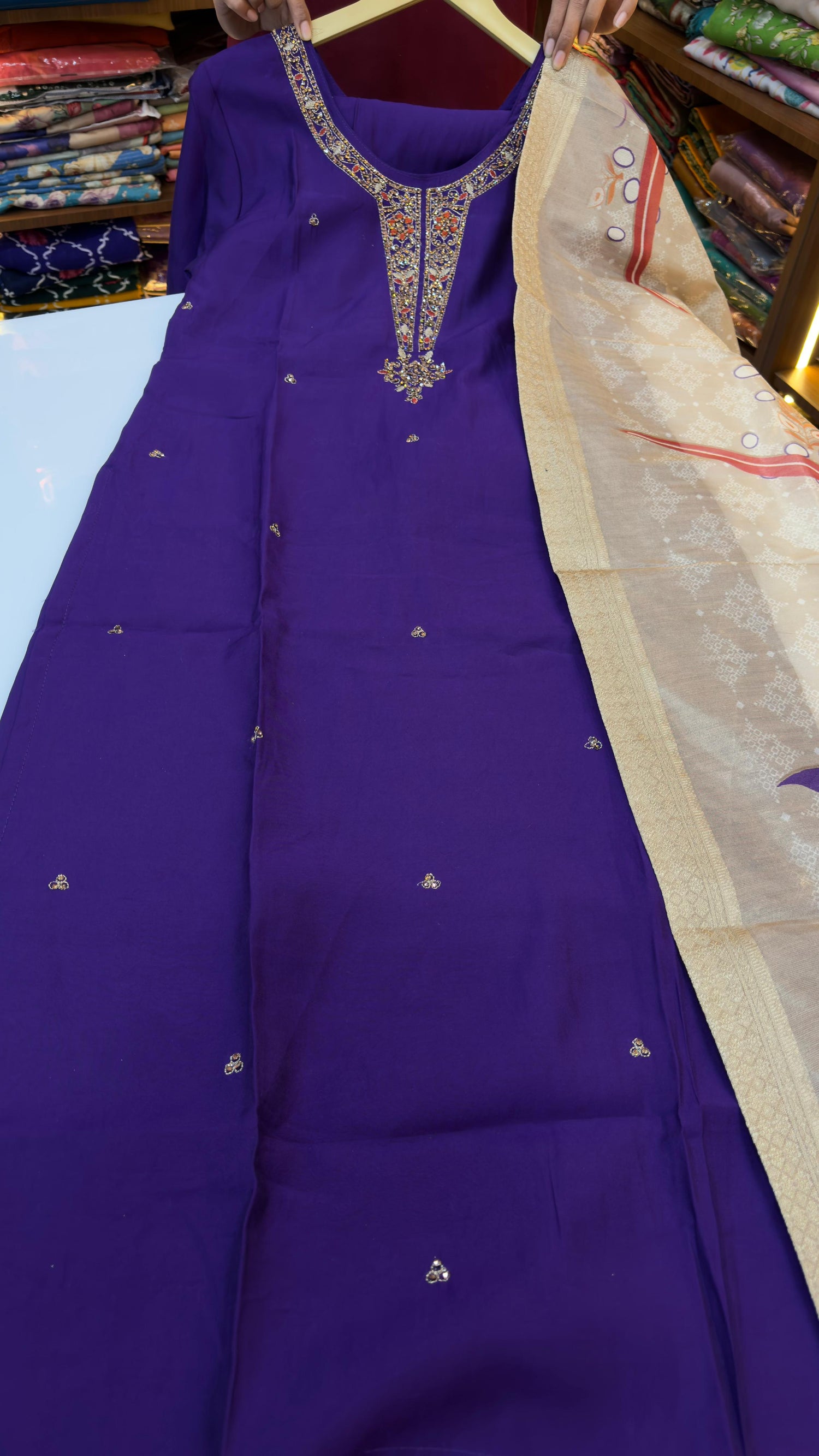 Party wear 3 piece sets in Roman silk fabric