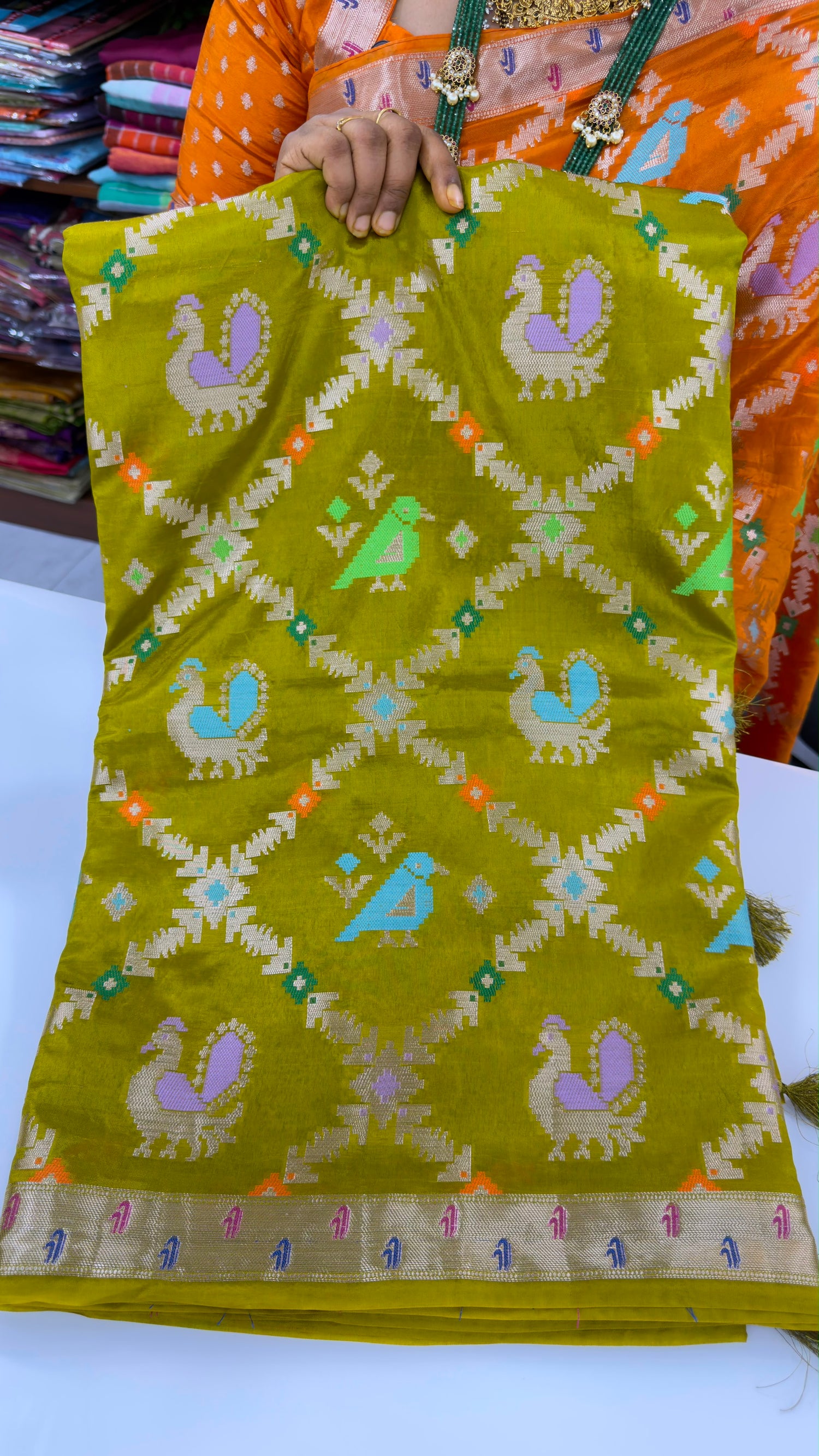 Paper  silk sarees with paithani borders