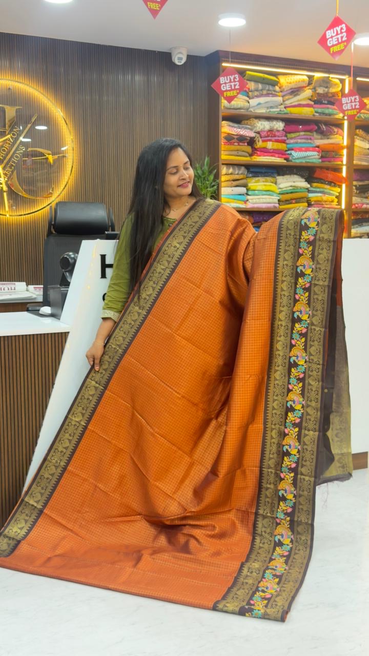 Vintage style sarees with Tanjore digital print across the border