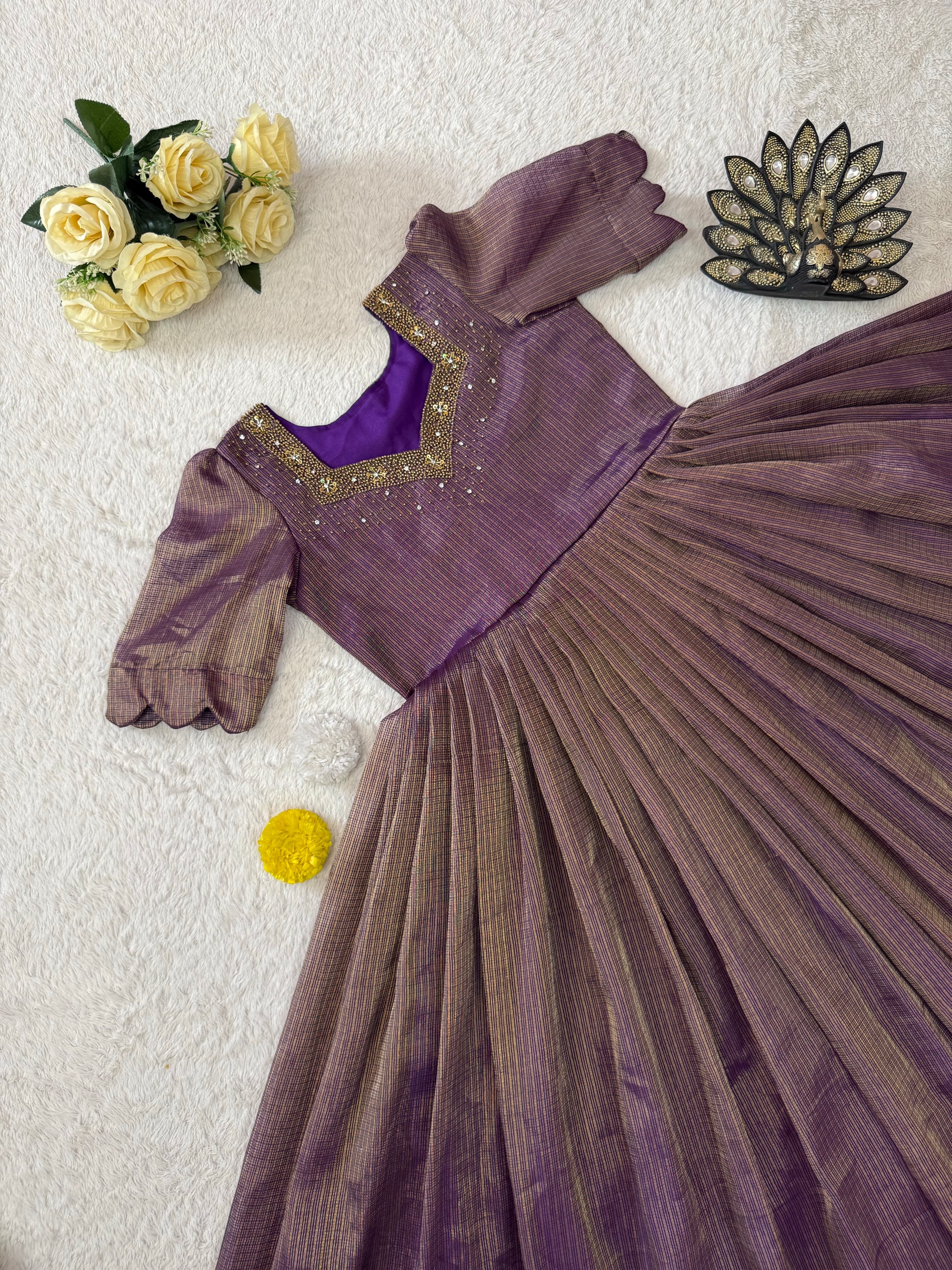 Kota Tissue Gown with maggam work(NON-STORE)