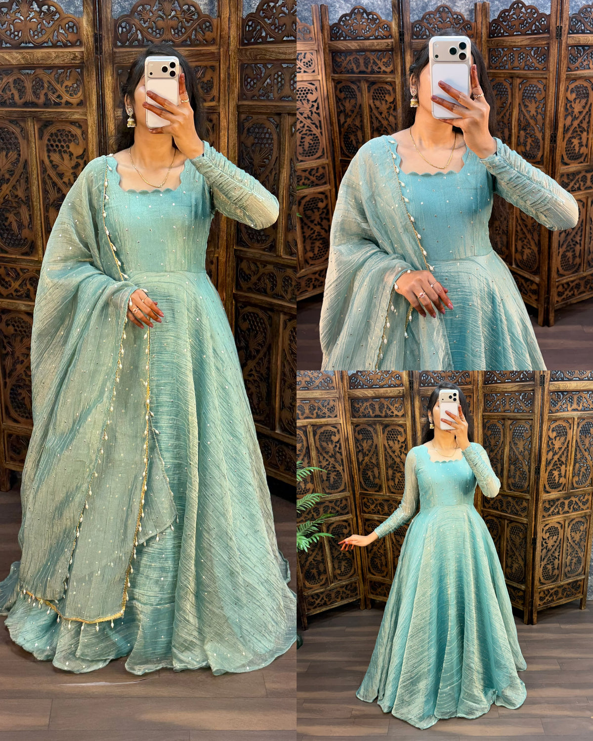Premium South Salsa Silk Gown with Dupatta(NON-STORE)