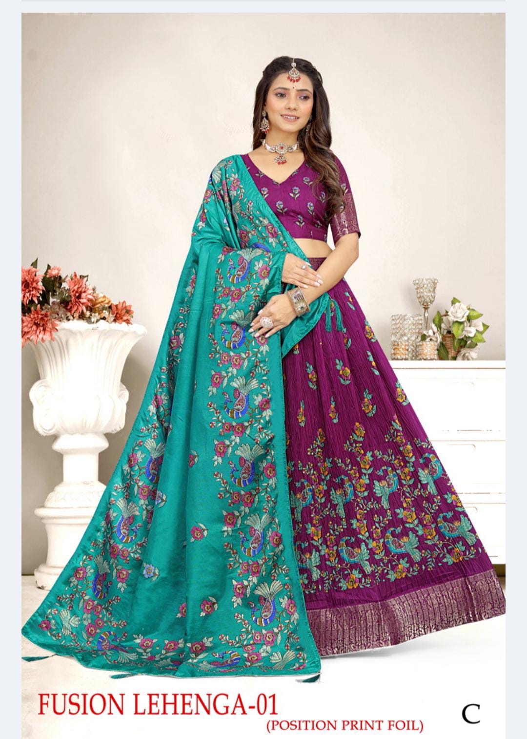 Kalamkari Dola Silk lehengas