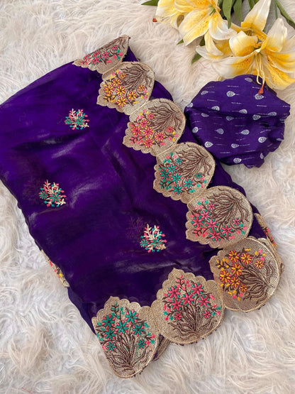 Space silk with Scalloped designer borders