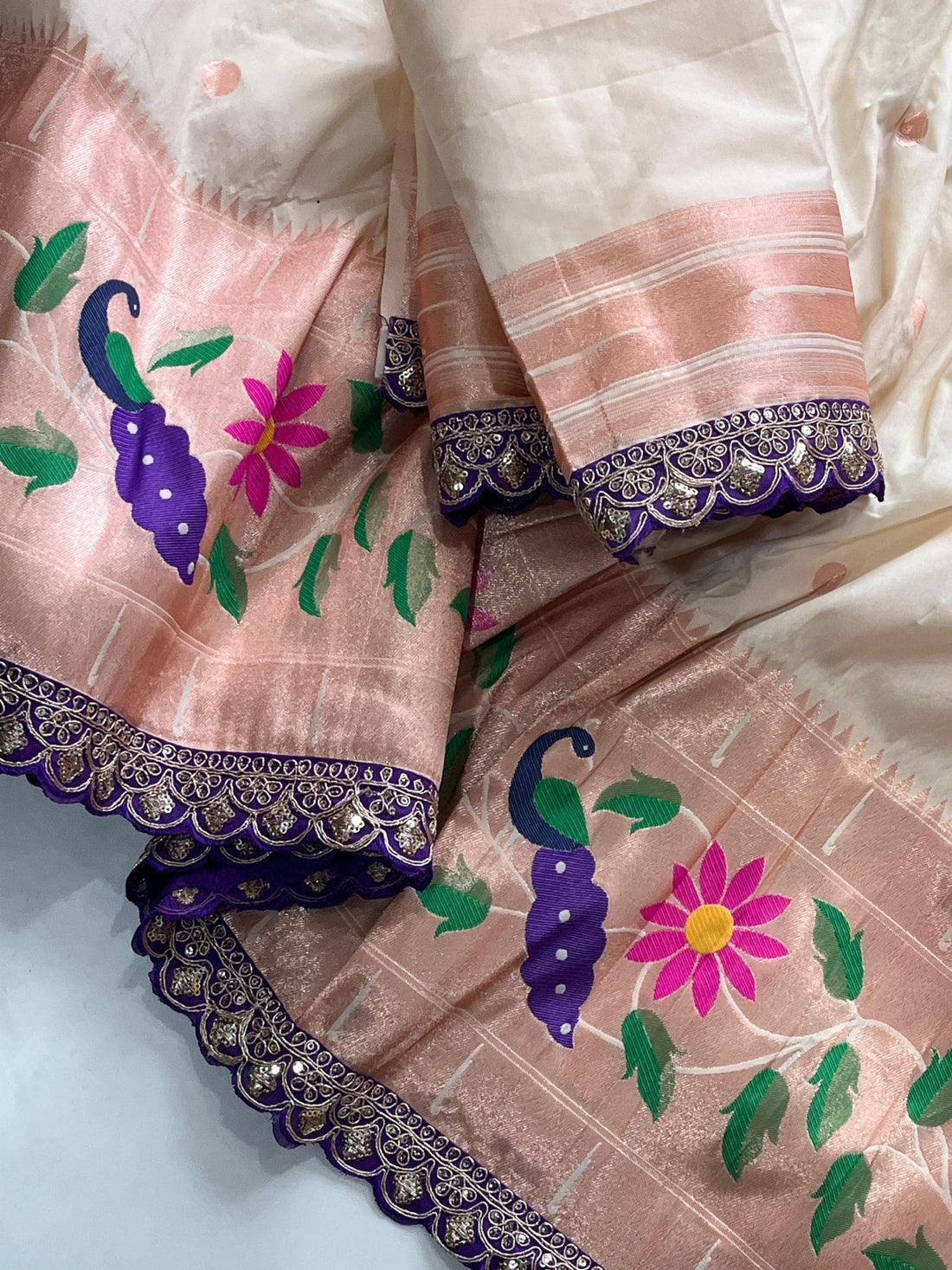 White Paithani Saree