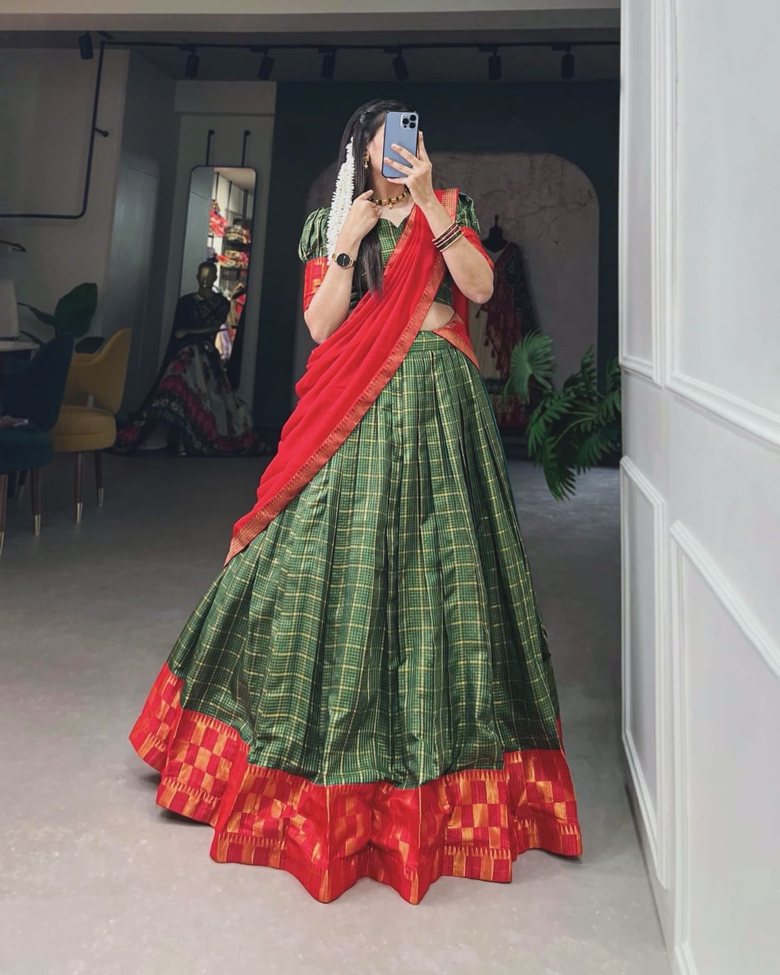 Green traditional lehenga