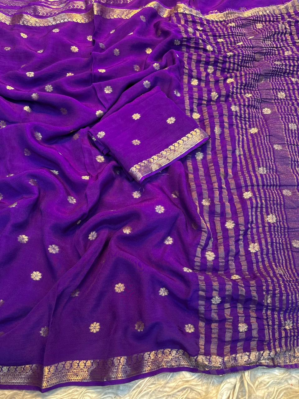 Pure viscose weaving jacquard saree with pure viscose matching blouse(NON-STORE)