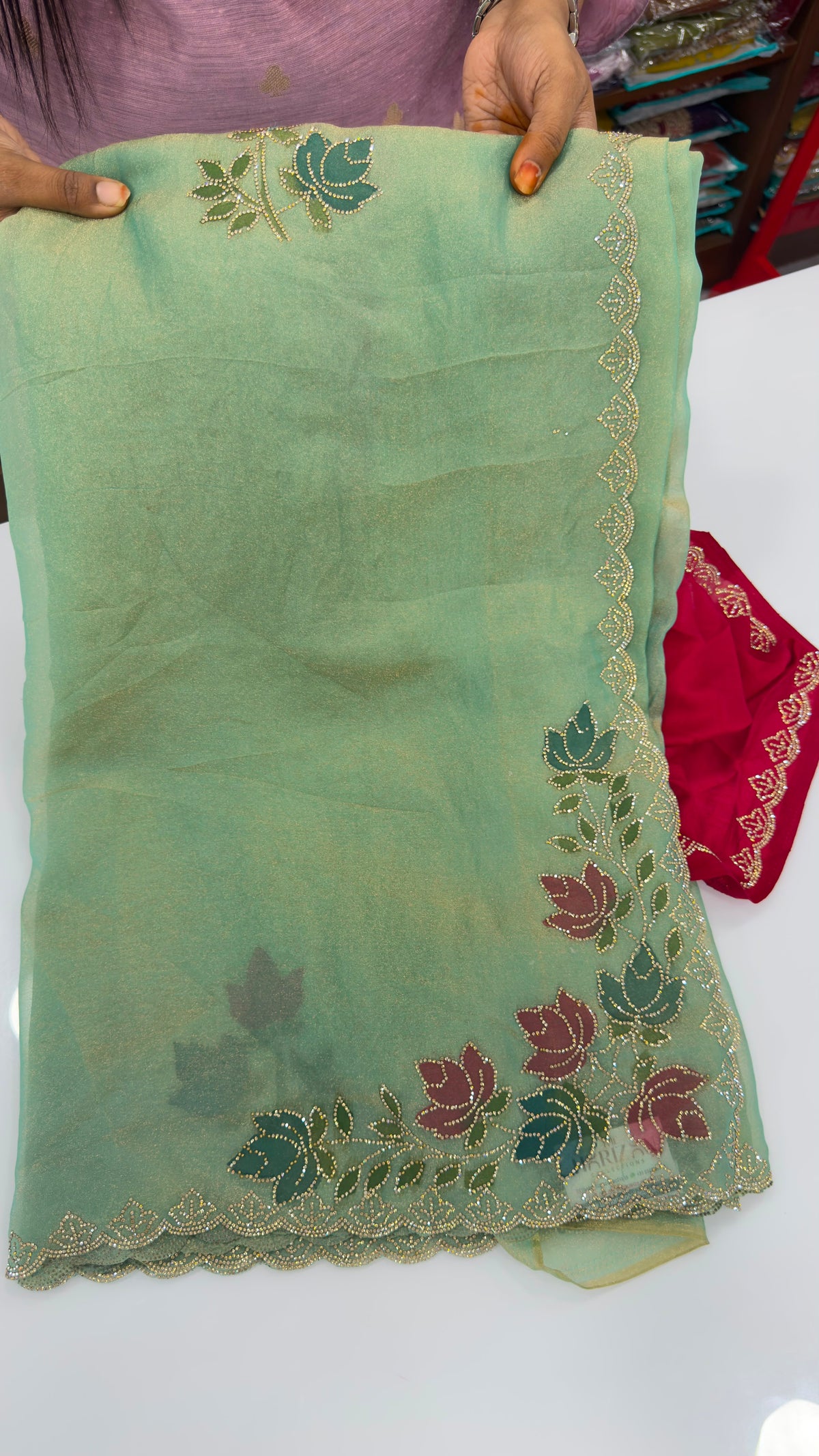 Soft organza shimmer tissue sarees