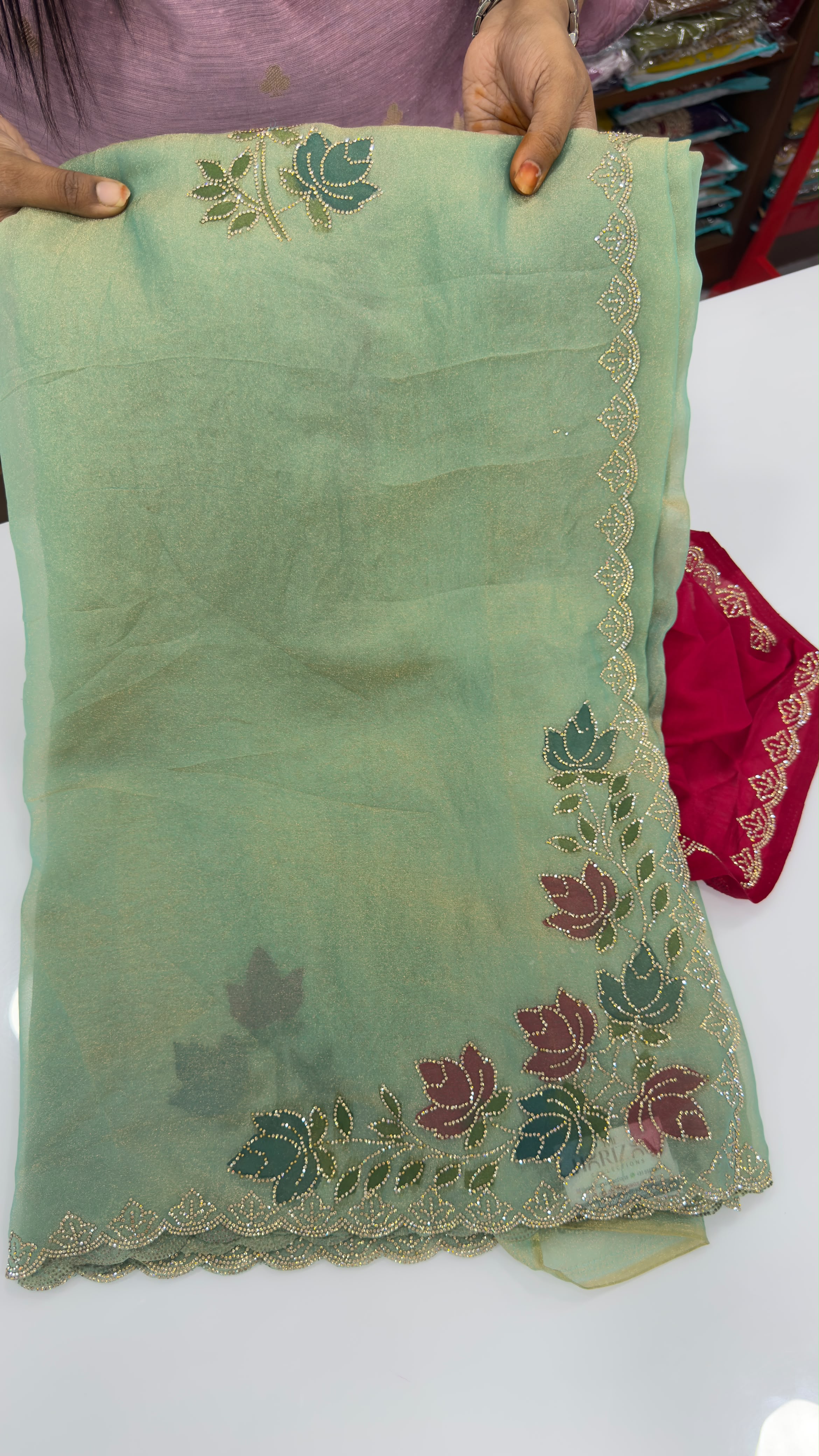 Soft organza shimmer tissue sarees