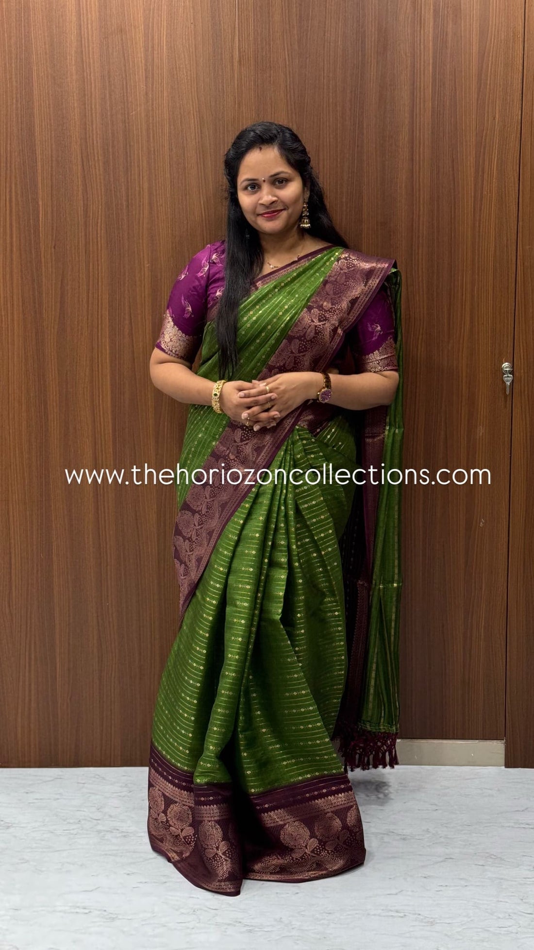 Bottle Green Banarasi Saree