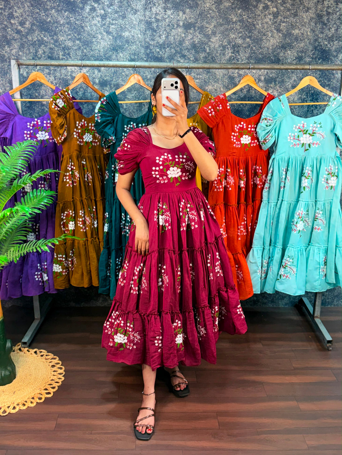 Mul cotton frocks with embroidery