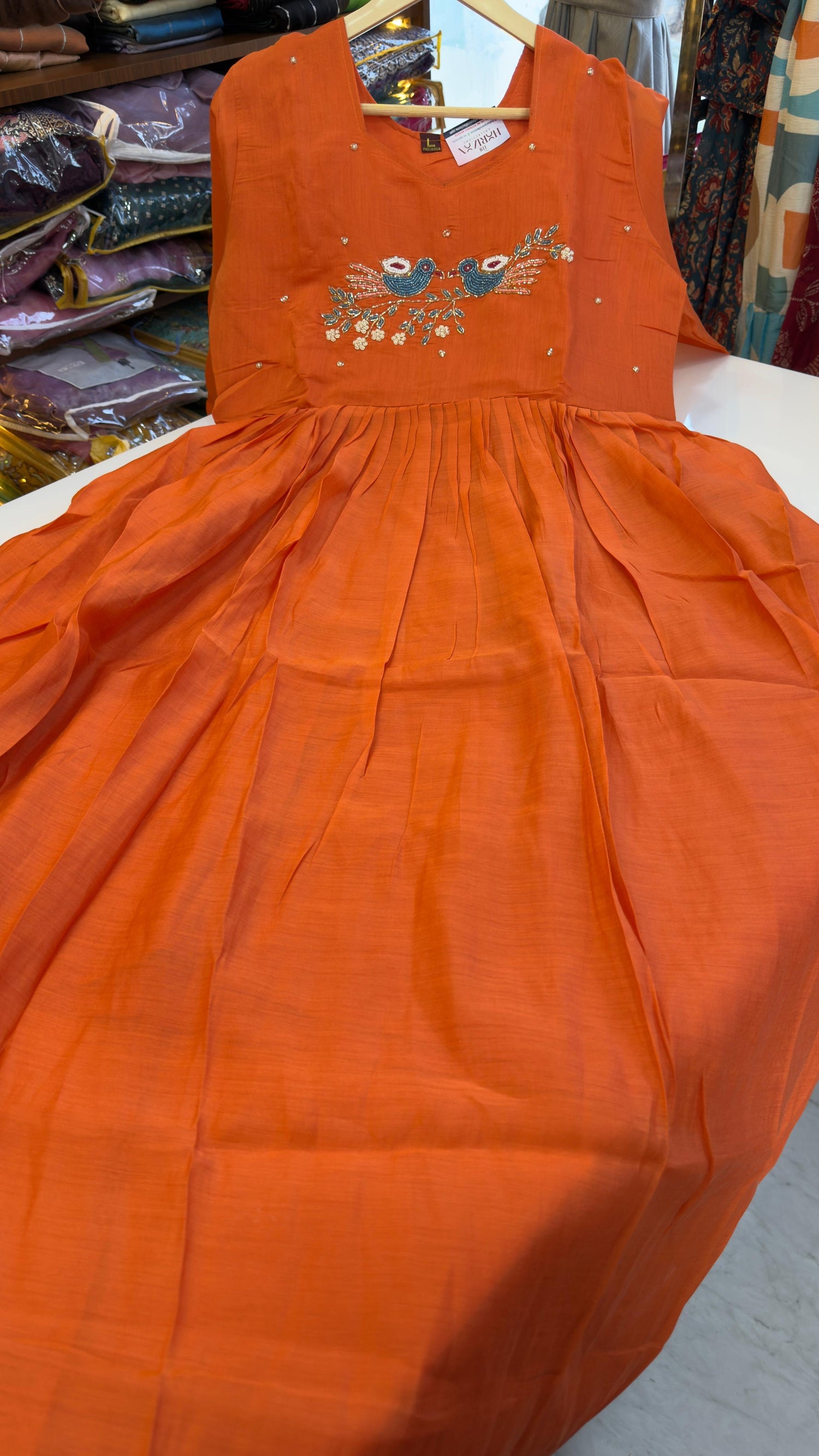 Mul Chanderi frocks with maggam work