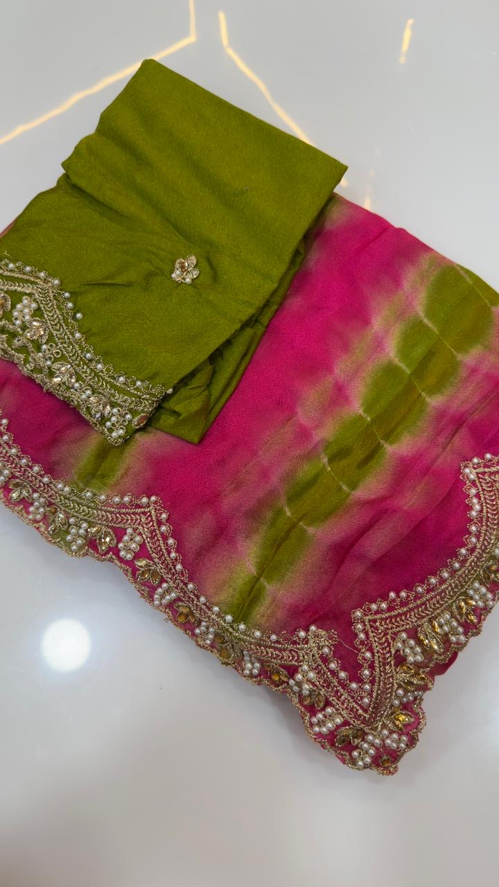 Chiffon saree with Shibori desgin