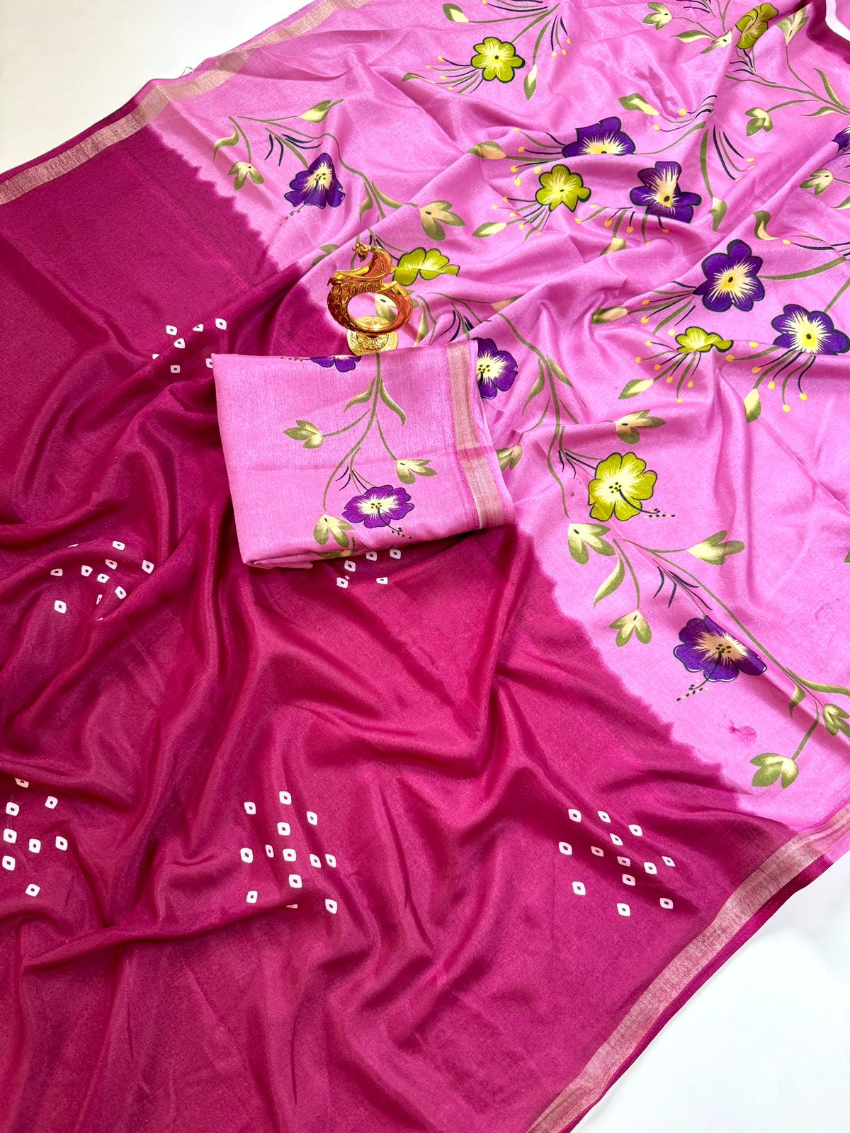 mul cotton saree with Bhandhani  desgin