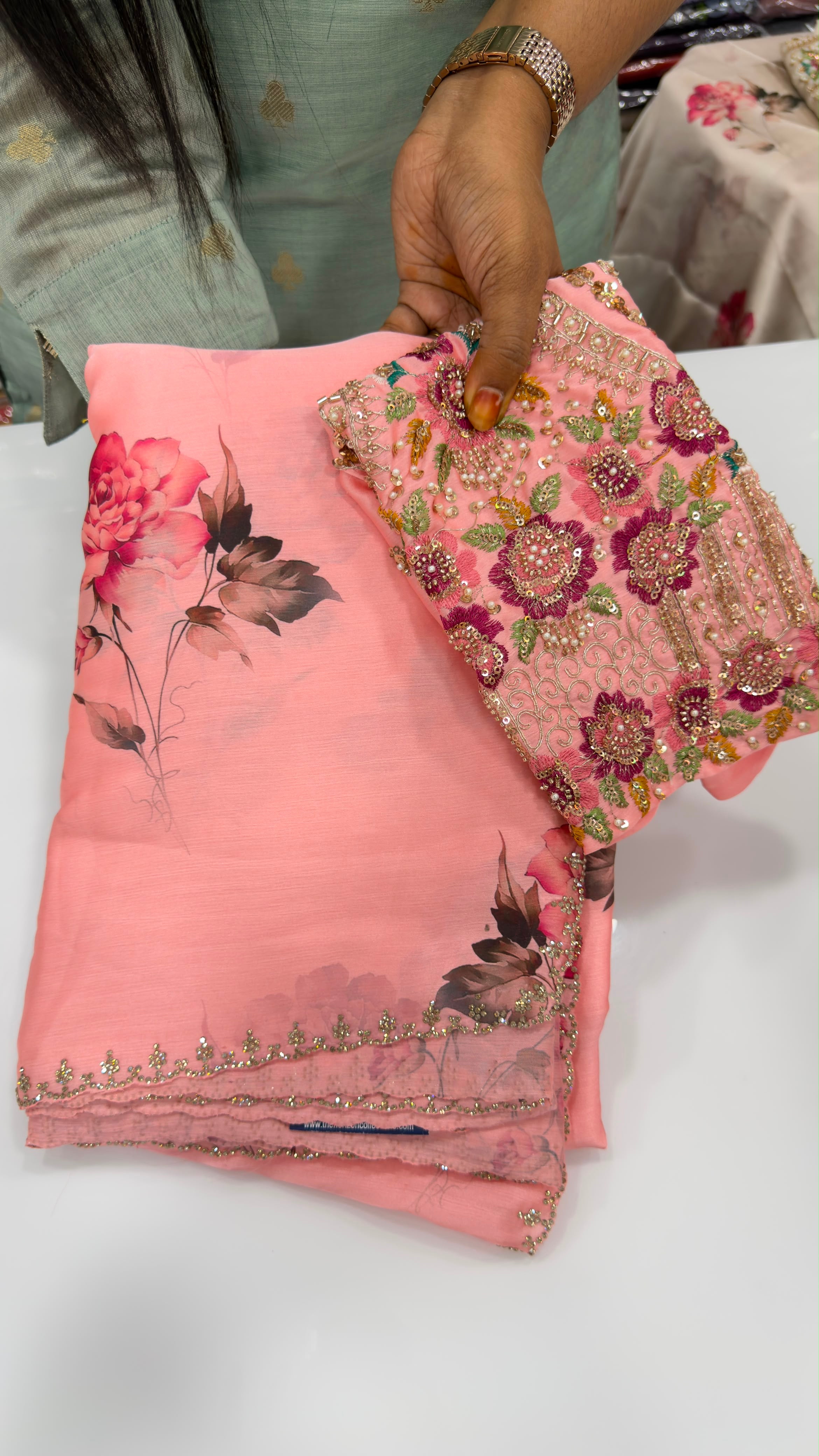 Floral light weight chiffon sarees