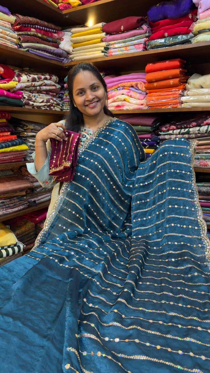 Space silk with Zari embroidery