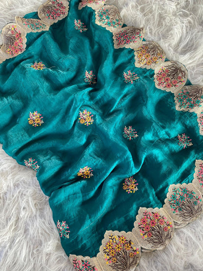 Space silk with Scalloped designer borders
