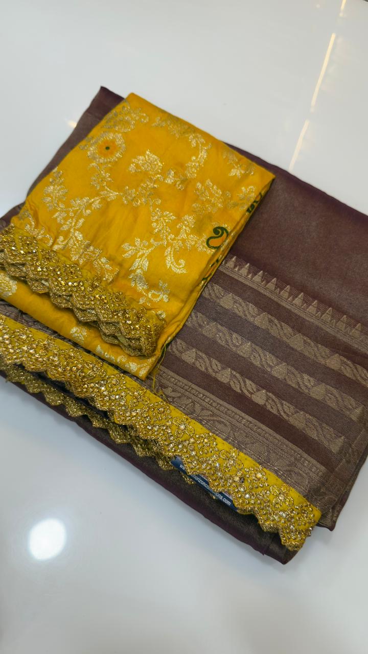 Munga banarasi tissue saree