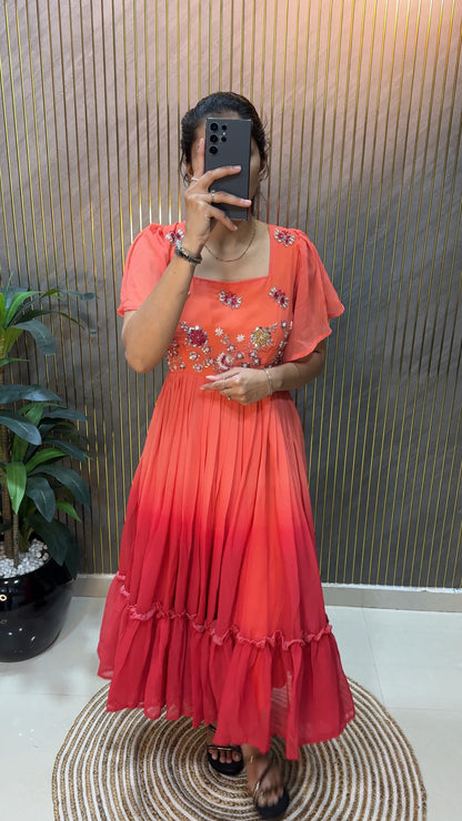 Premium Georgette frock With Hand Work