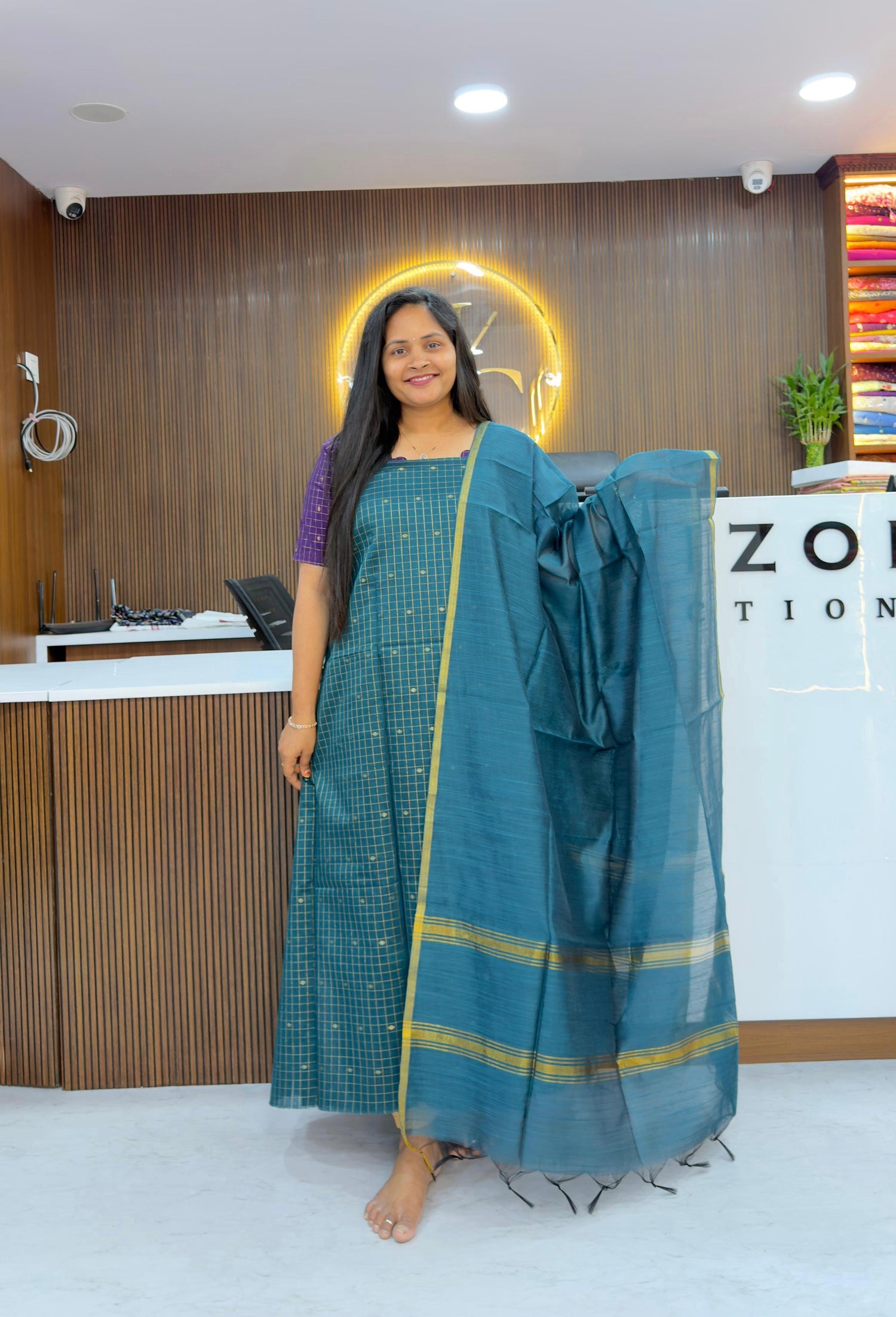 Raw silk pattu style unstitched dress materials