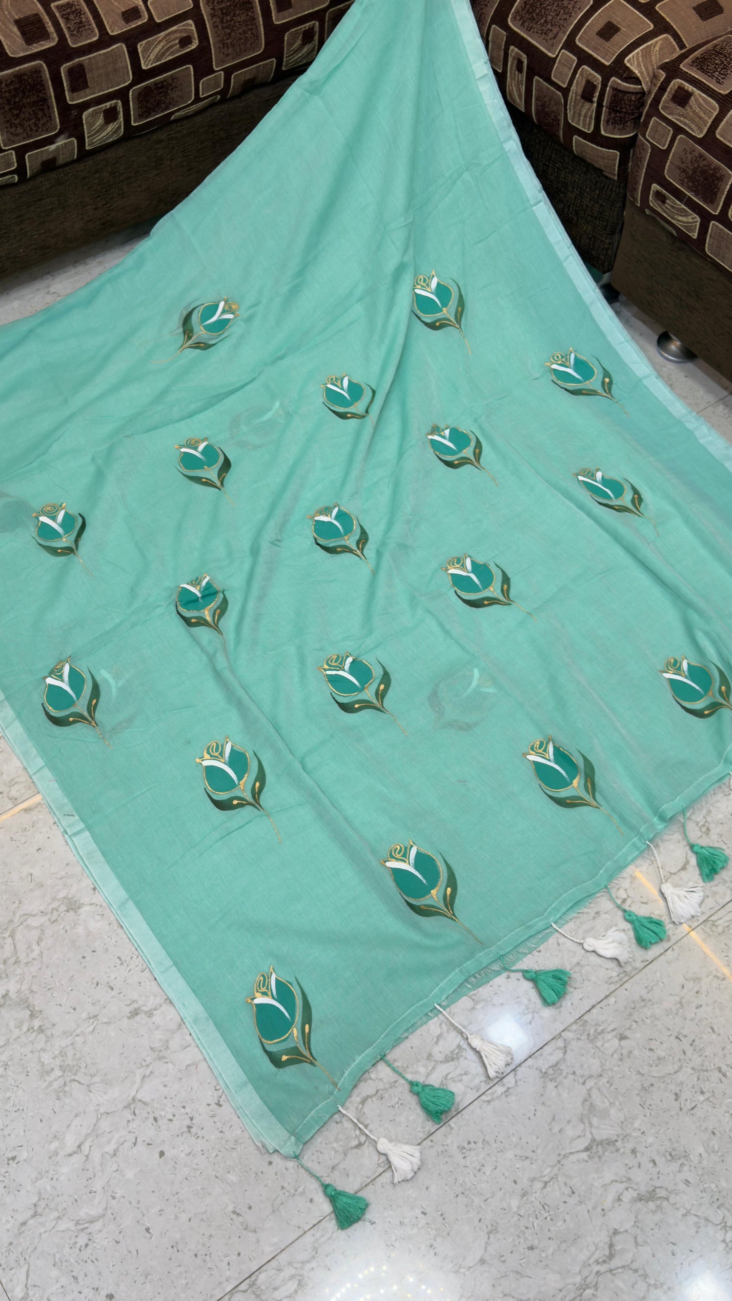 Pre Booking 1 week dispatch Hand paint Mul cotton saree