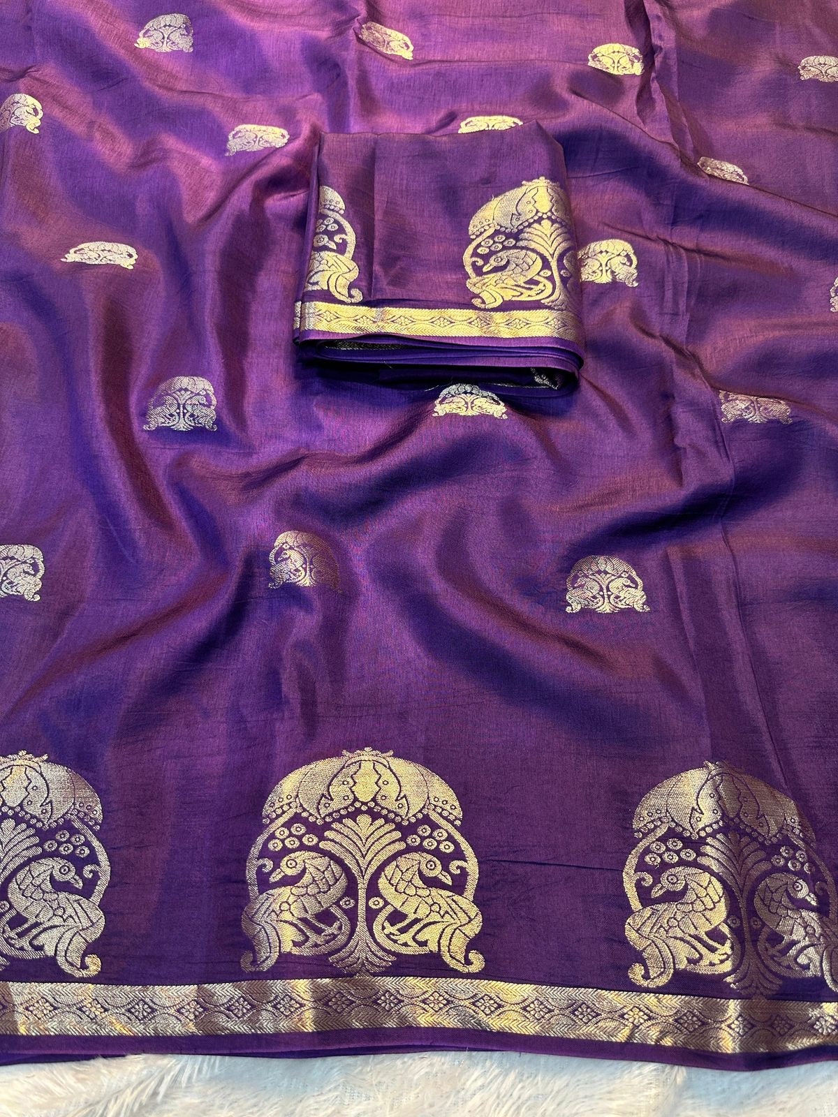Pure Muslin Silk Saree With Running Blouse