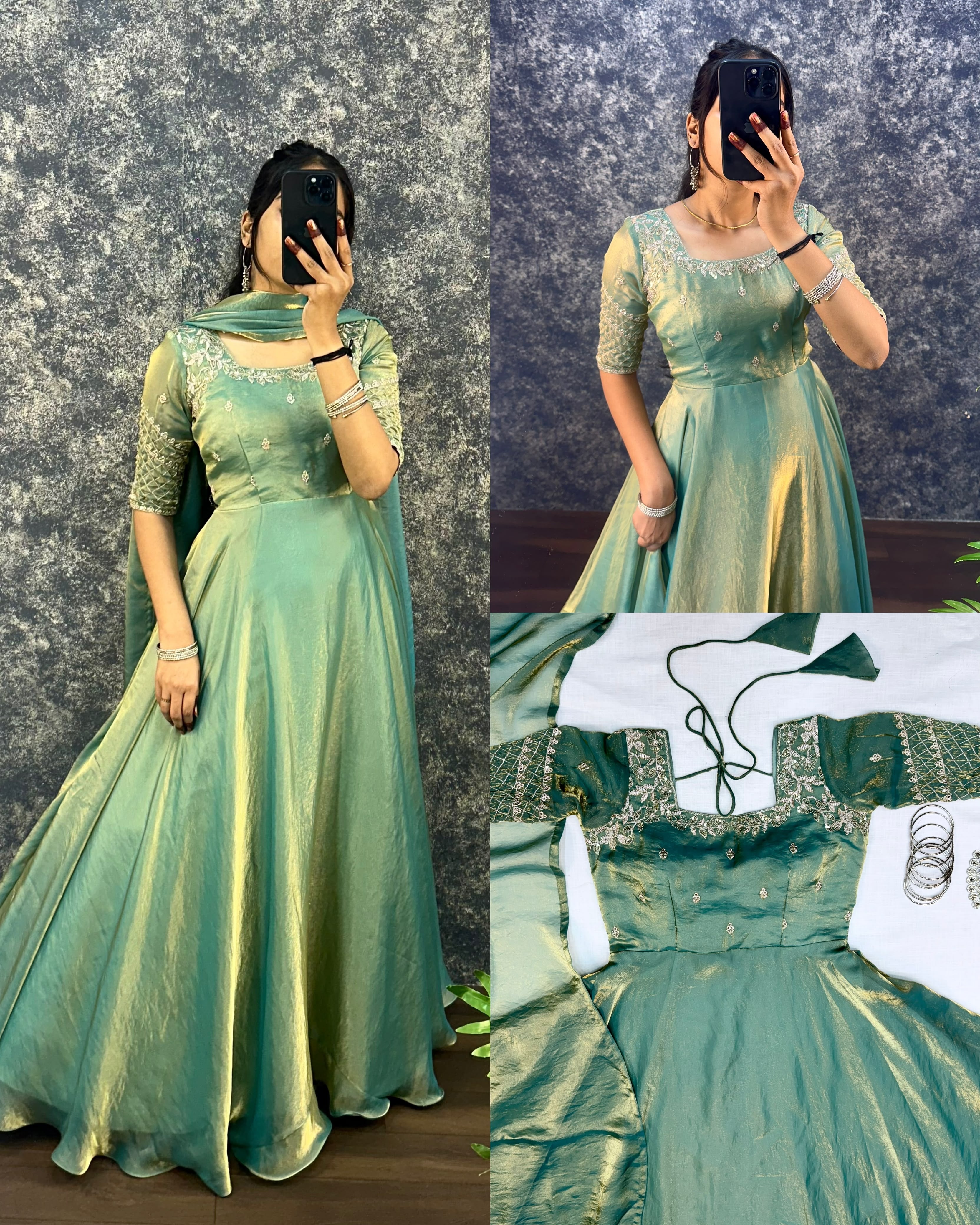 Premium Embroidery Sequence Gown with Dupatta(NON-STORE)