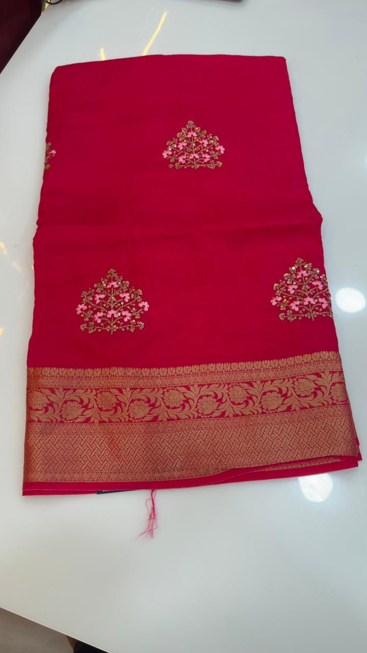 Banarasi matka crepe silk sarees with embroidery work