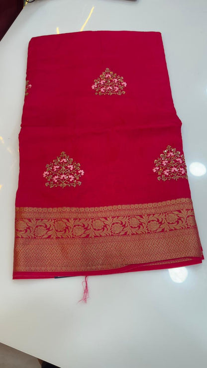 Banarasi matka crepe silk sarees with embroidery work