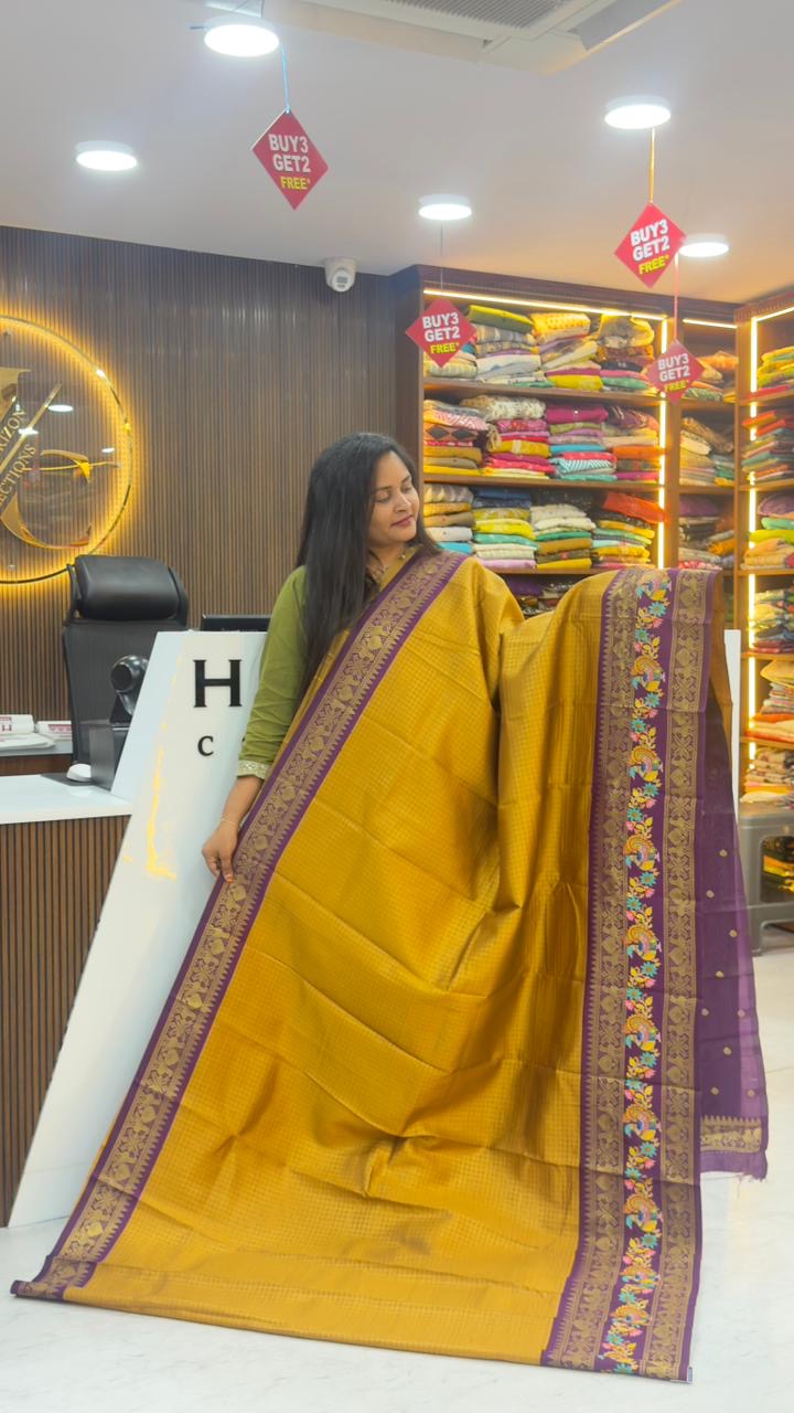 Vintage style sarees with Tanjore digital print across the border