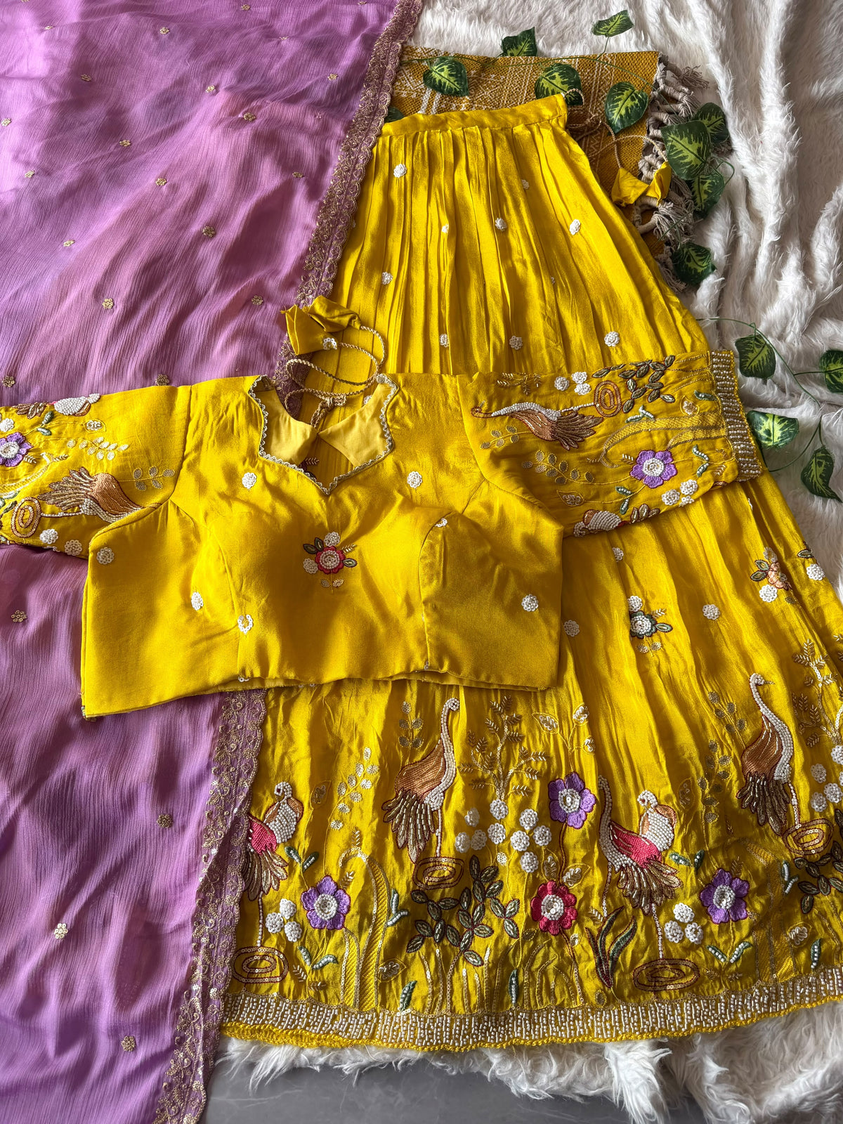 Flamingo maggam work lehenga(NON-STORE)