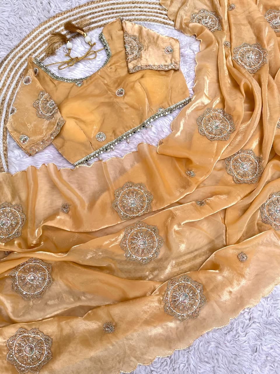 Maggam work party wear saree