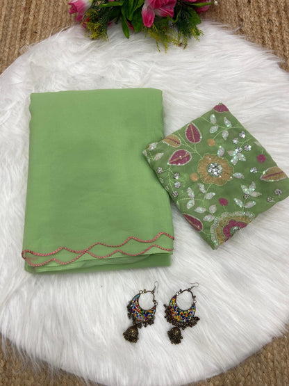 Exclusive Designer blouse concept Georgette sarees