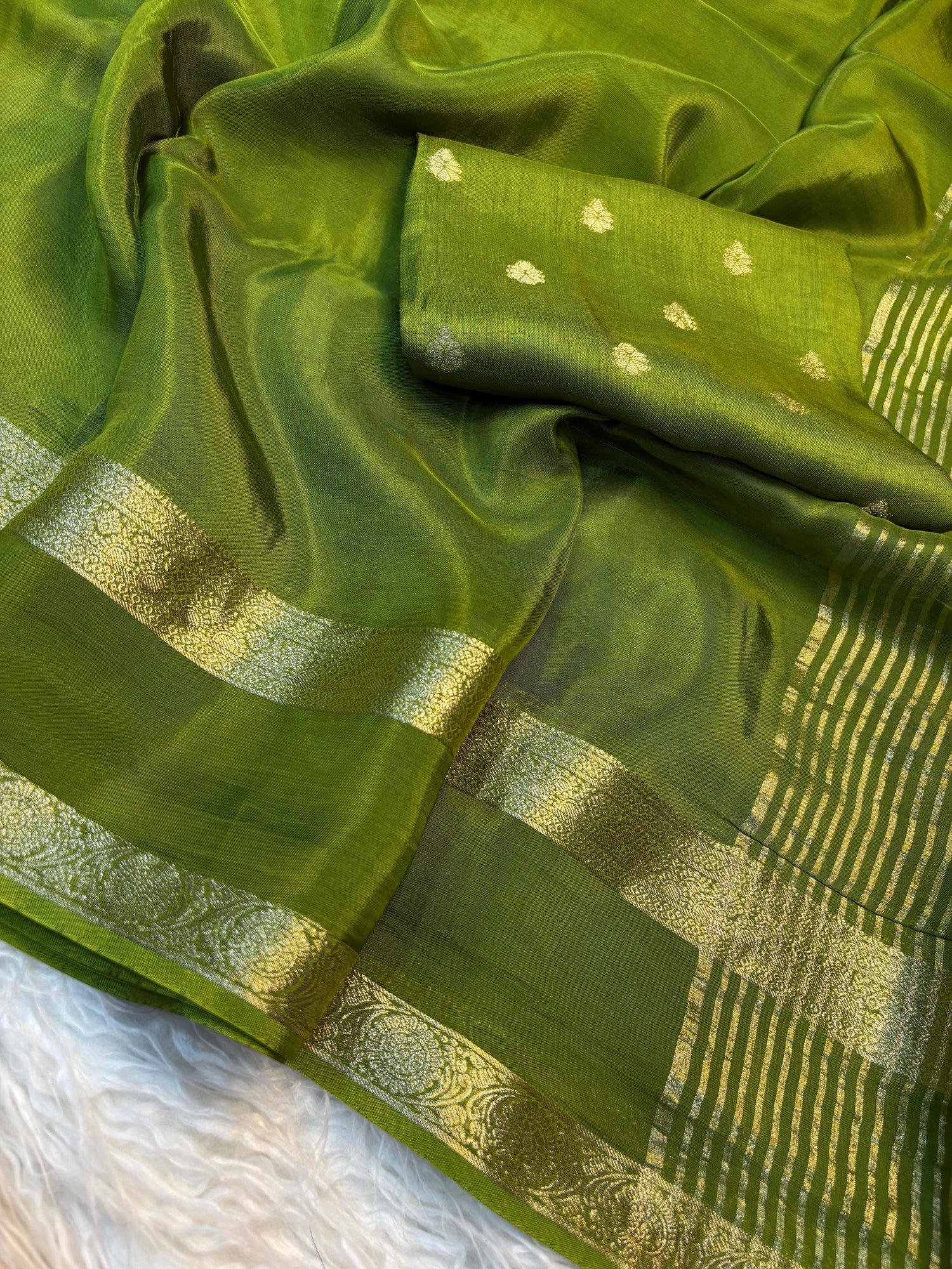 Pure Viscose mysoor Crepe silk saree with original Zari jacquard border(NON-STORE)