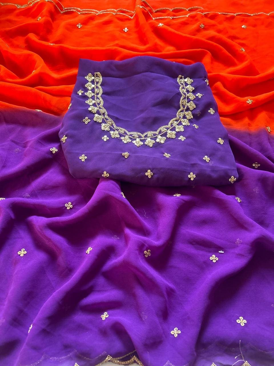 Dual shade party wear saree
