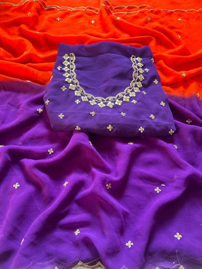 Dual shade party wear saree