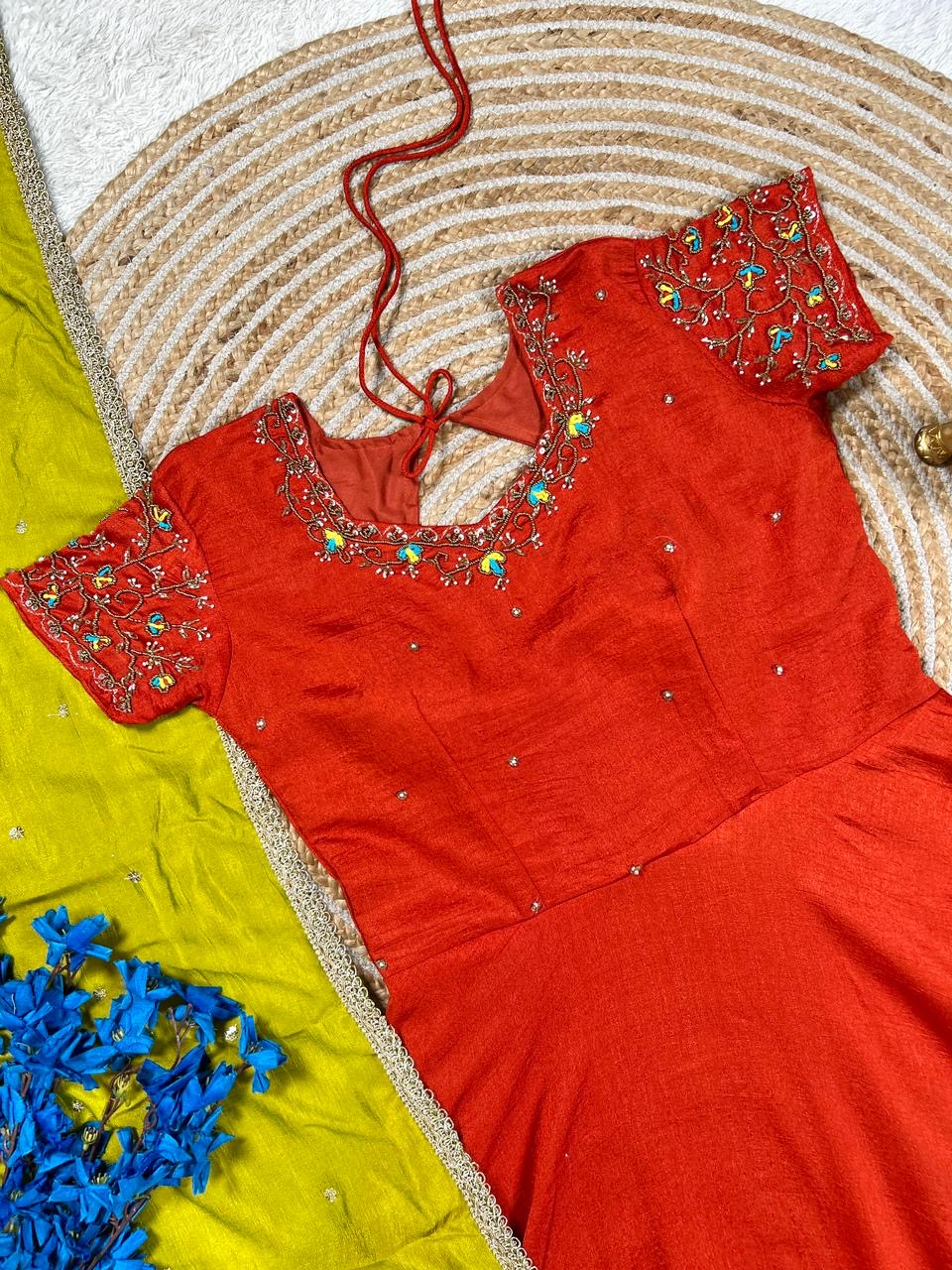 Maxi frock with maggam work