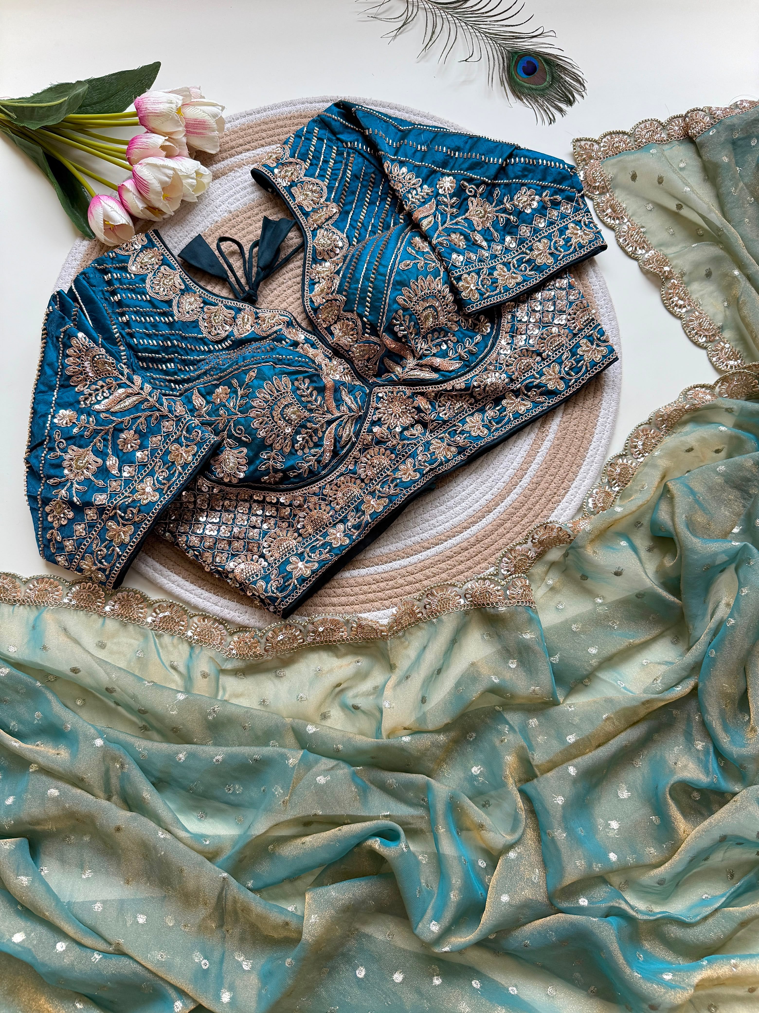 Party wear saree with heavy work(NON-STORE)