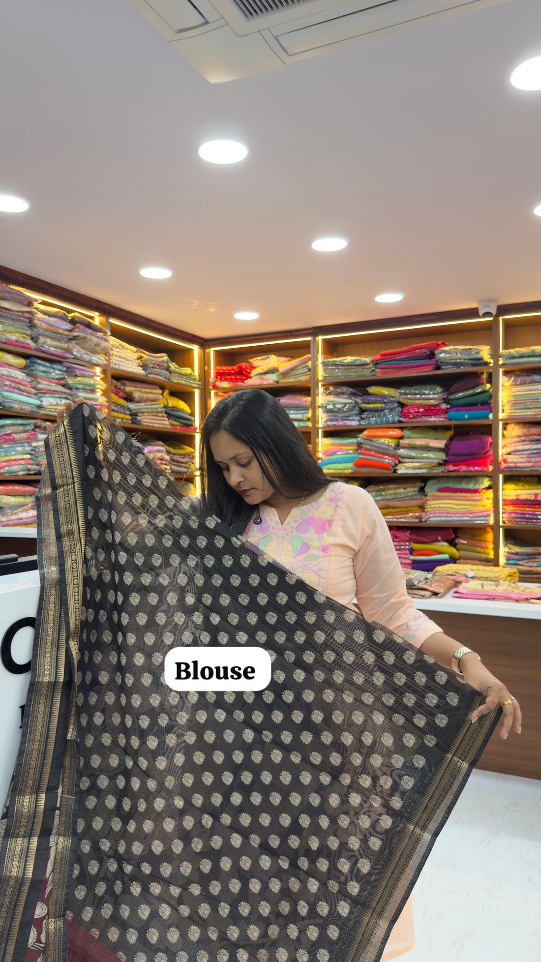 Maheshwari silk saree with Kalamkari design