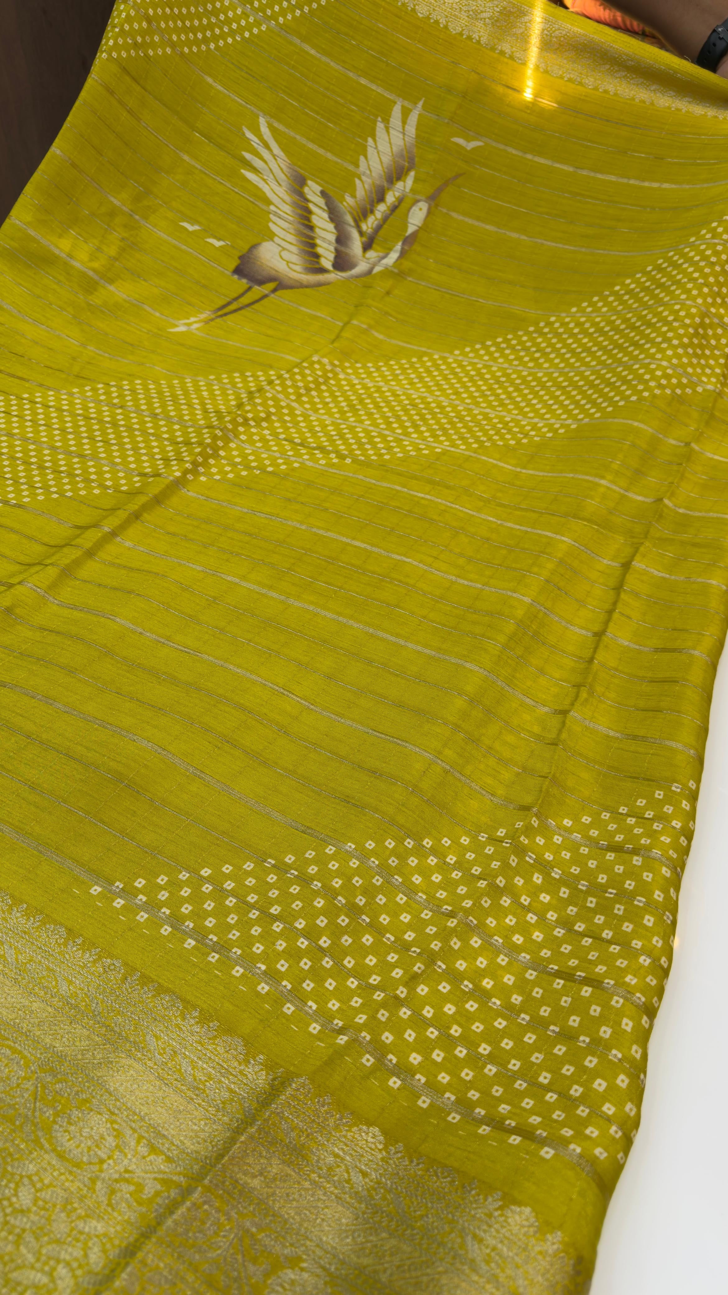 Premium quality light weight chinon sarees with silver zari lines