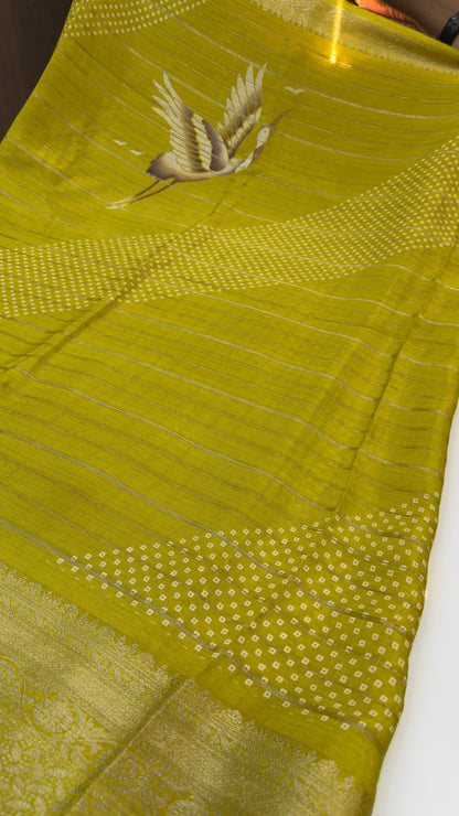 Premium quality light weight chinon sarees with silver zari lines