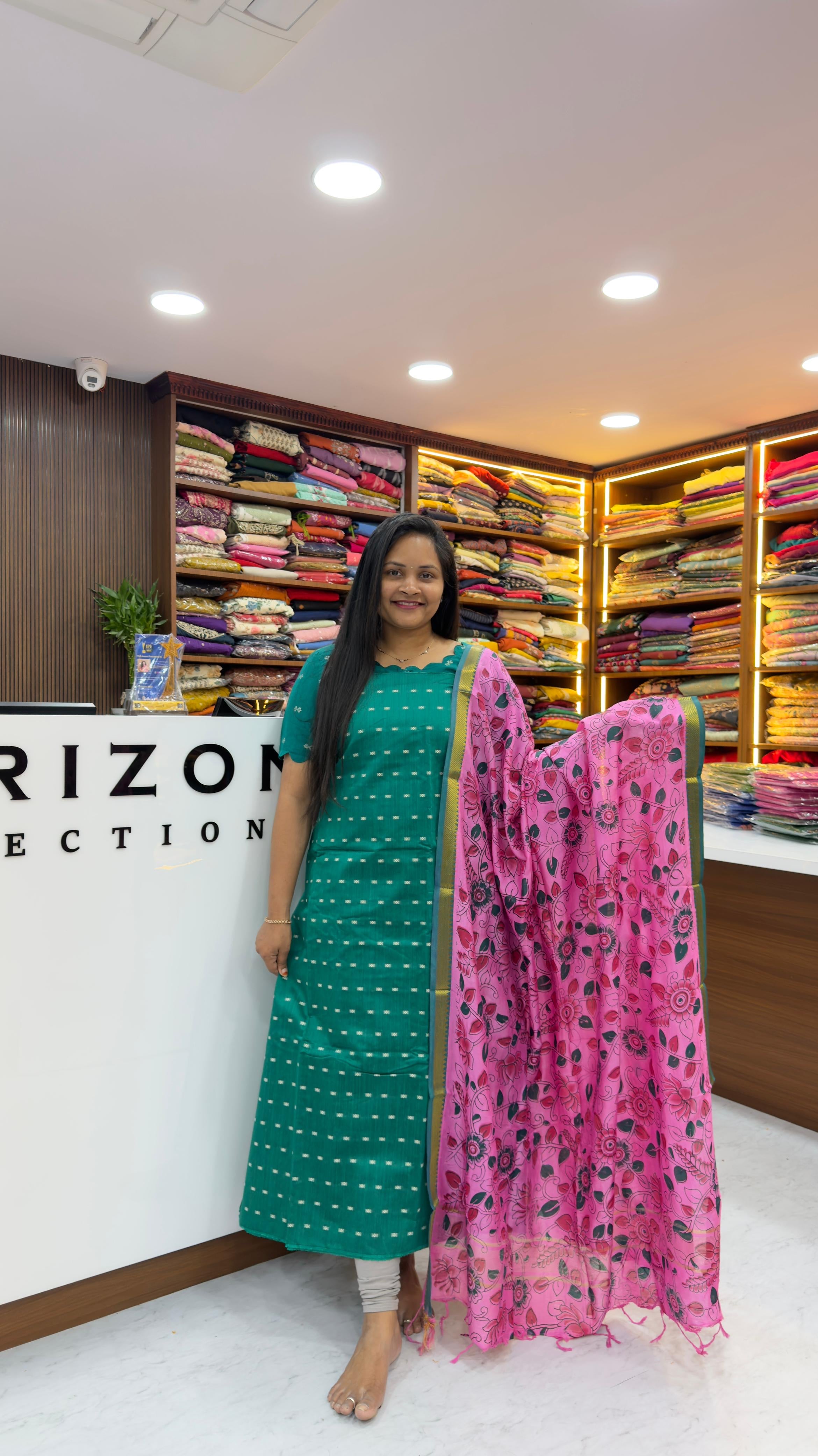 Raw silk dress material with Nellore silk nizam borders dupatta