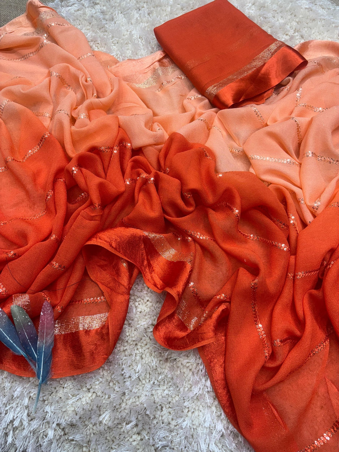 Orange Dual Shade Saree