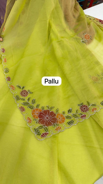 Soft organza shimmer tissue sarees