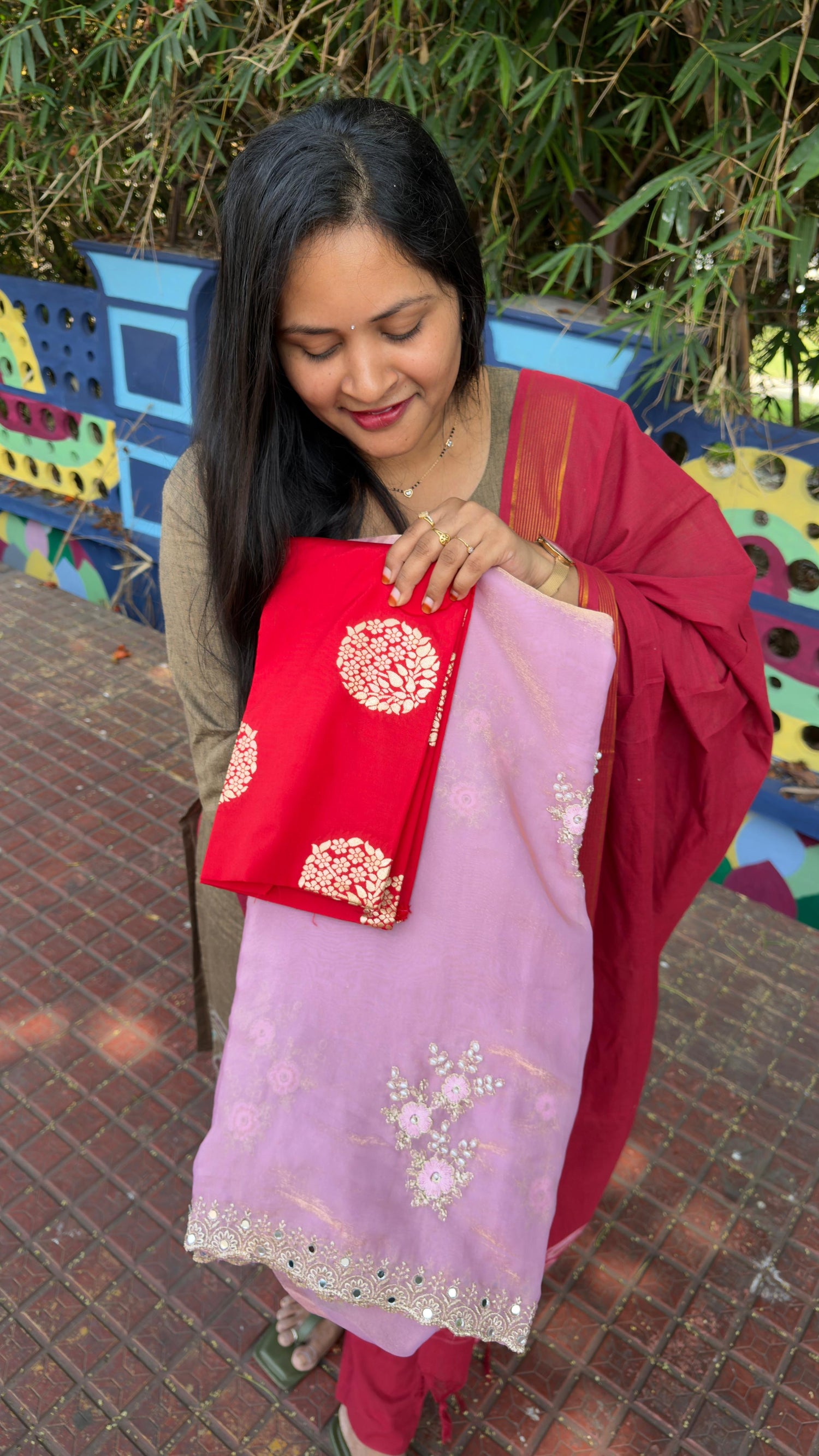 Glass tissue sarees with contrast Banarasi blouse