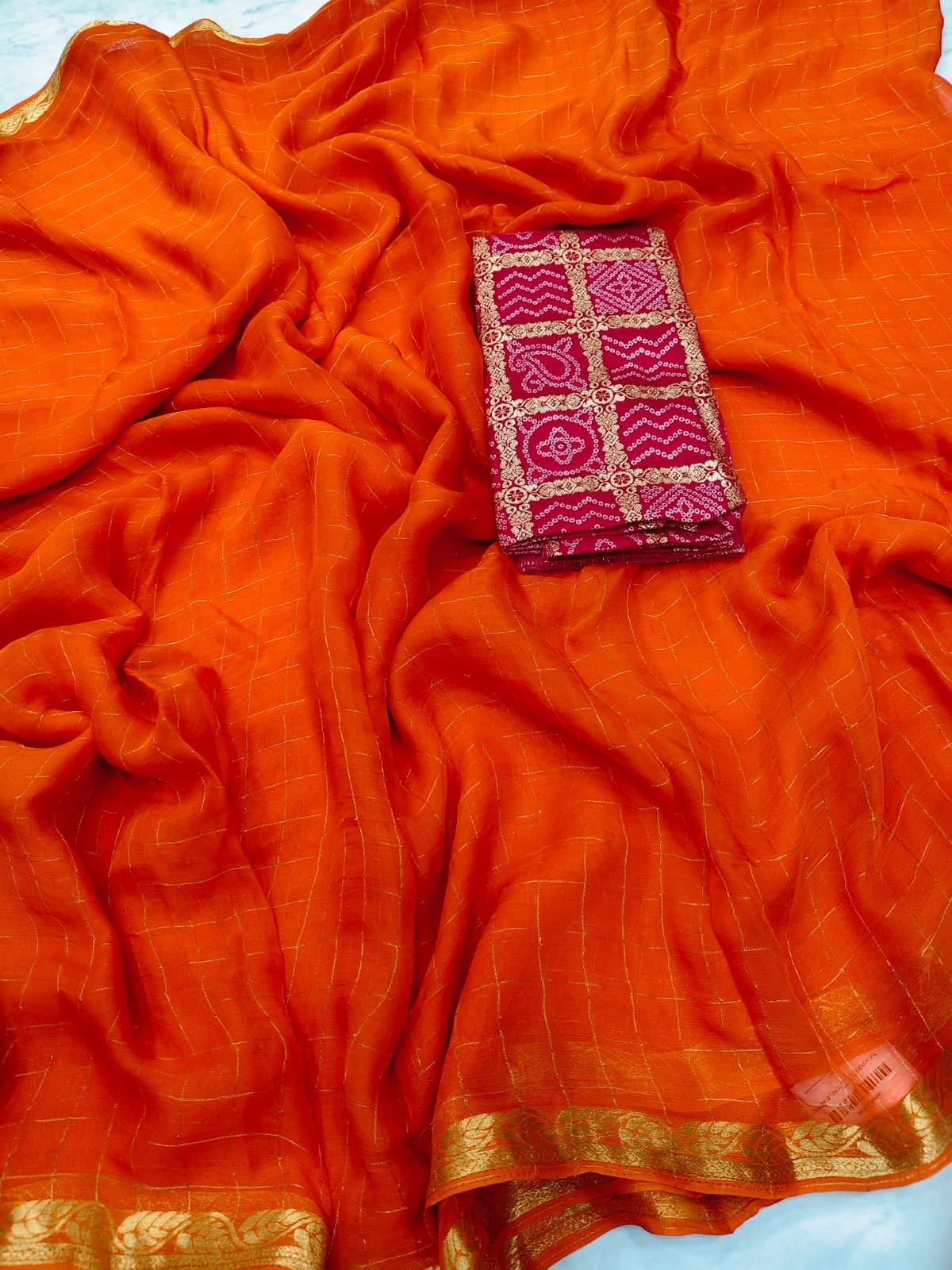 Trending Orange Saree(premium Quality)