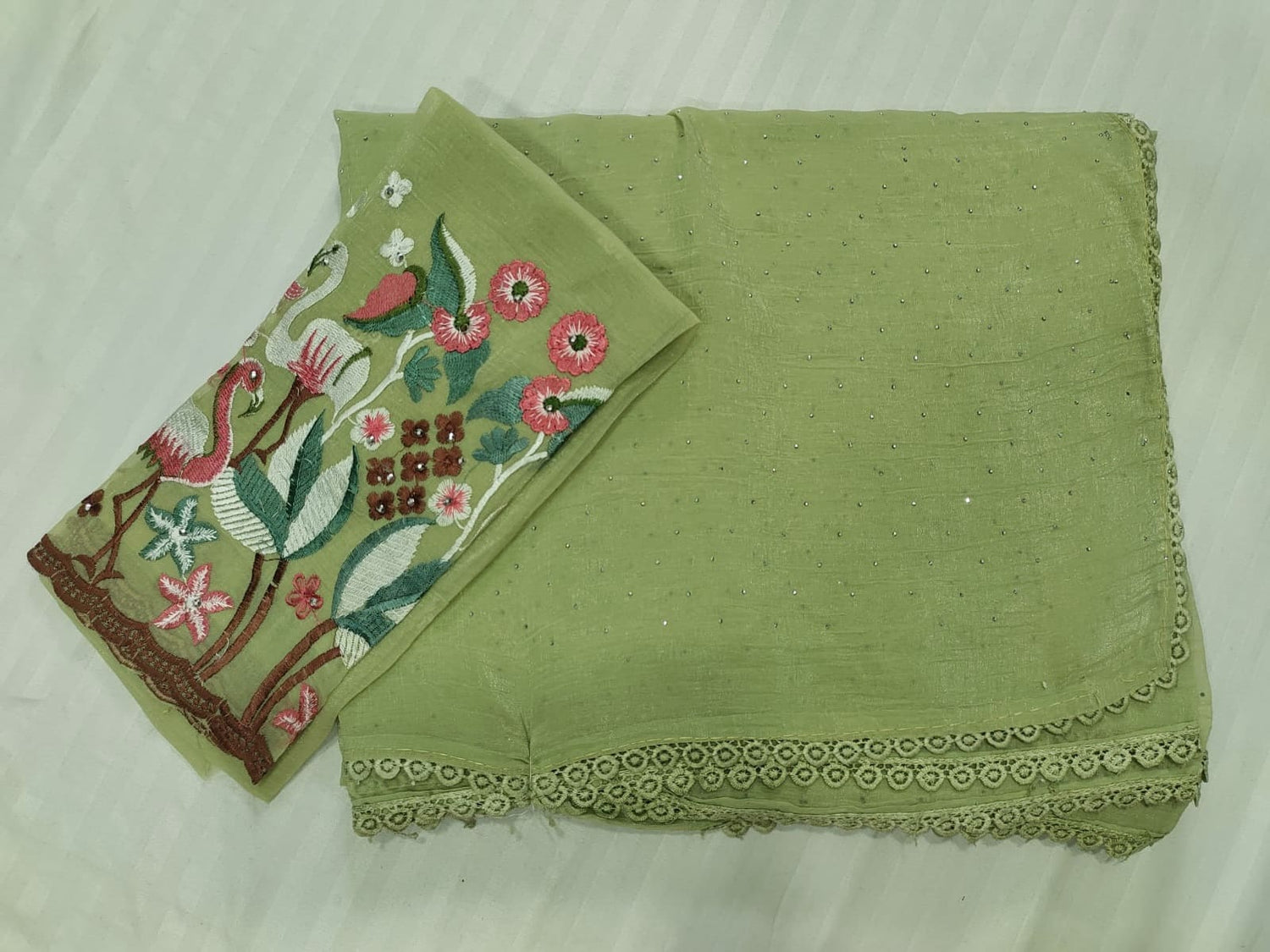 Pastel colours thread work Sarees