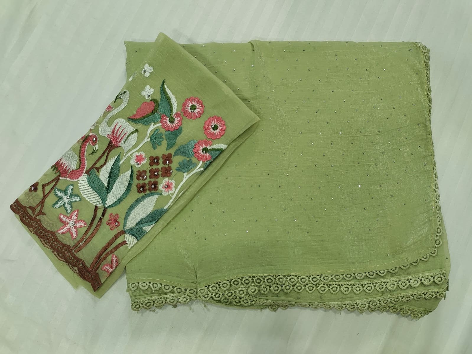 Pastel colours thread work Sarees